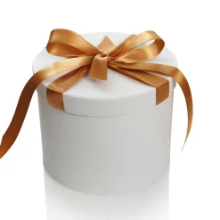 Personalised White Round Gift Box with Gold Ribbon Bow Gift Wrap, Boxes, Bags & Tags|