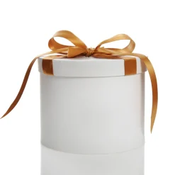 Personalised White Round Gift Box with Gold Ribbon Bow Gift Wrap, Boxes, Bags & Tags|