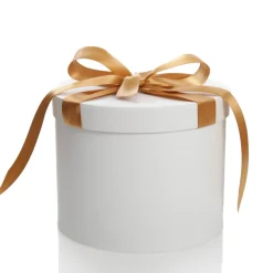 Personalised White Round Gift Box with Gold Ribbon Bow Gift Wrap, Boxes, Bags & Tags|