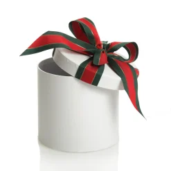 Personalised White Round Gift Box with Christmas Ribbon Bow Gift Wrap, Boxes, Bags & Tags|