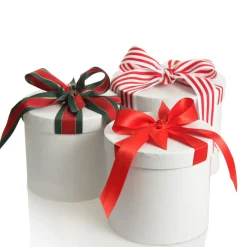 Personalised White Round Gift Box with Christmas Ribbon Bow Gift Wrap, Boxes, Bags & Tags|