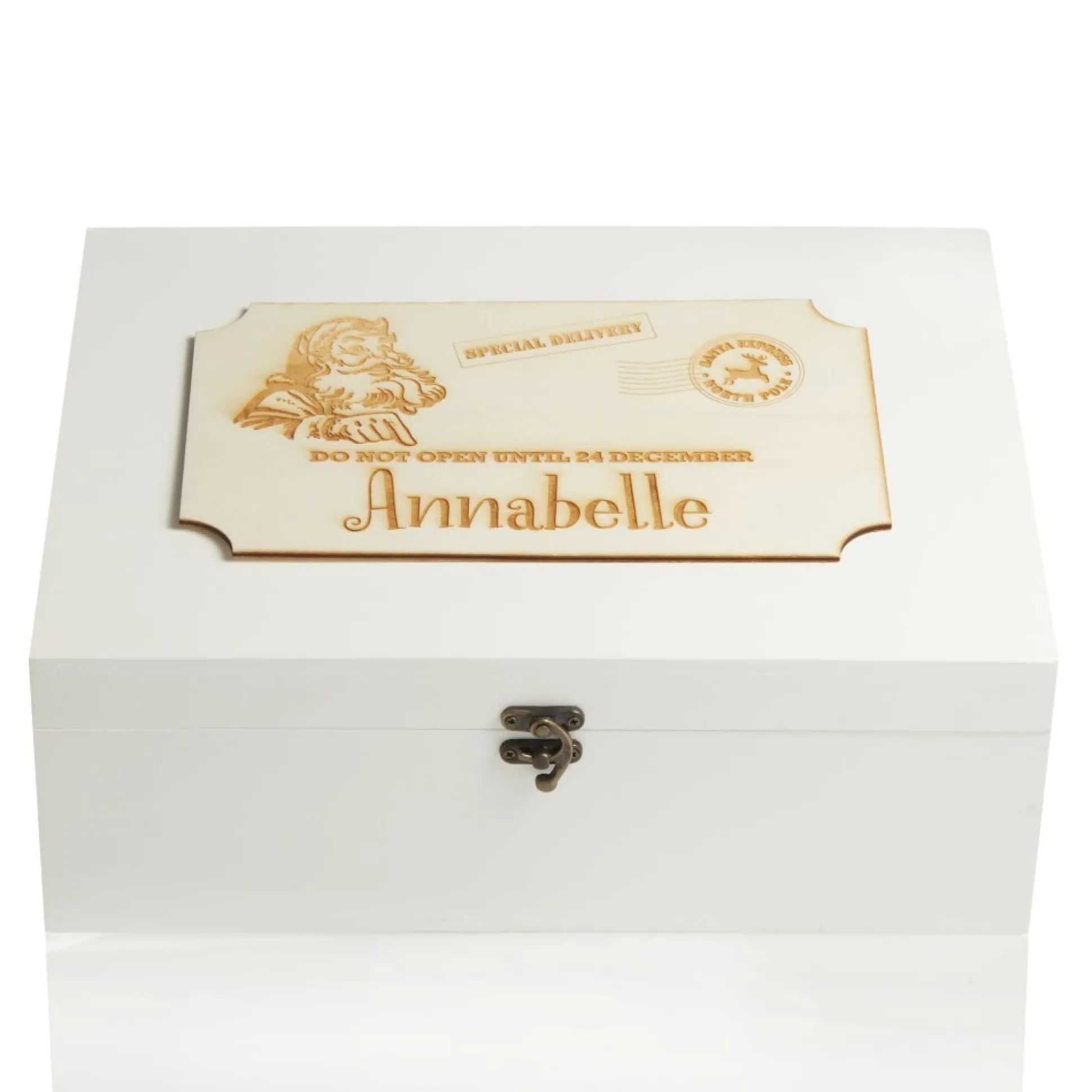 Personalised Wooden Christmas Eve Box with Express Delivery Plaque Christmas Eve Keepsake Boxes|