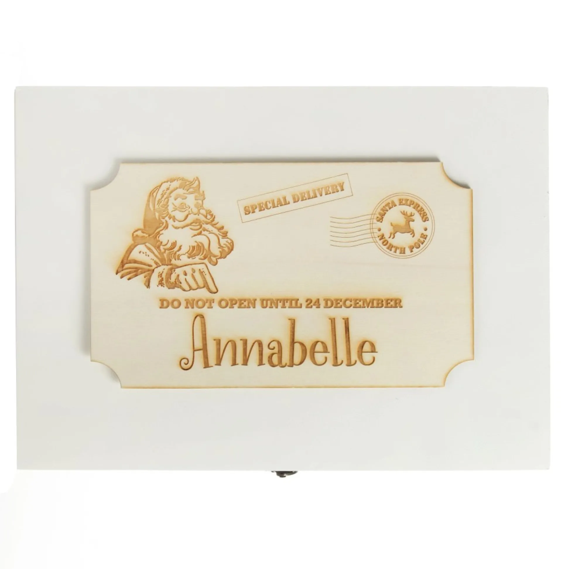 Personalised Wooden Christmas Eve Box with Express Delivery Plaque Christmas Eve Keepsake Boxes|