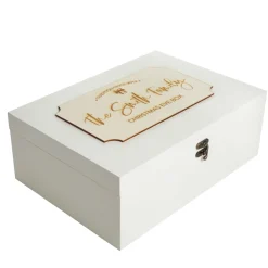 Personalised Wooden Christmas Eve Box with Family Est. Plaque Christmas Eve Keepsake Boxes|