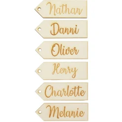 Personalised Wooden Etched Name Tags - Set of 6 Christmas Table Decor|