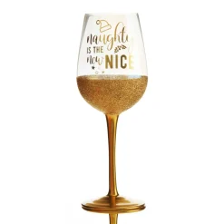 Personanlised Naughty is the New Nice Christmas Wine Glass Christmas Wine Glasses And Mugs|