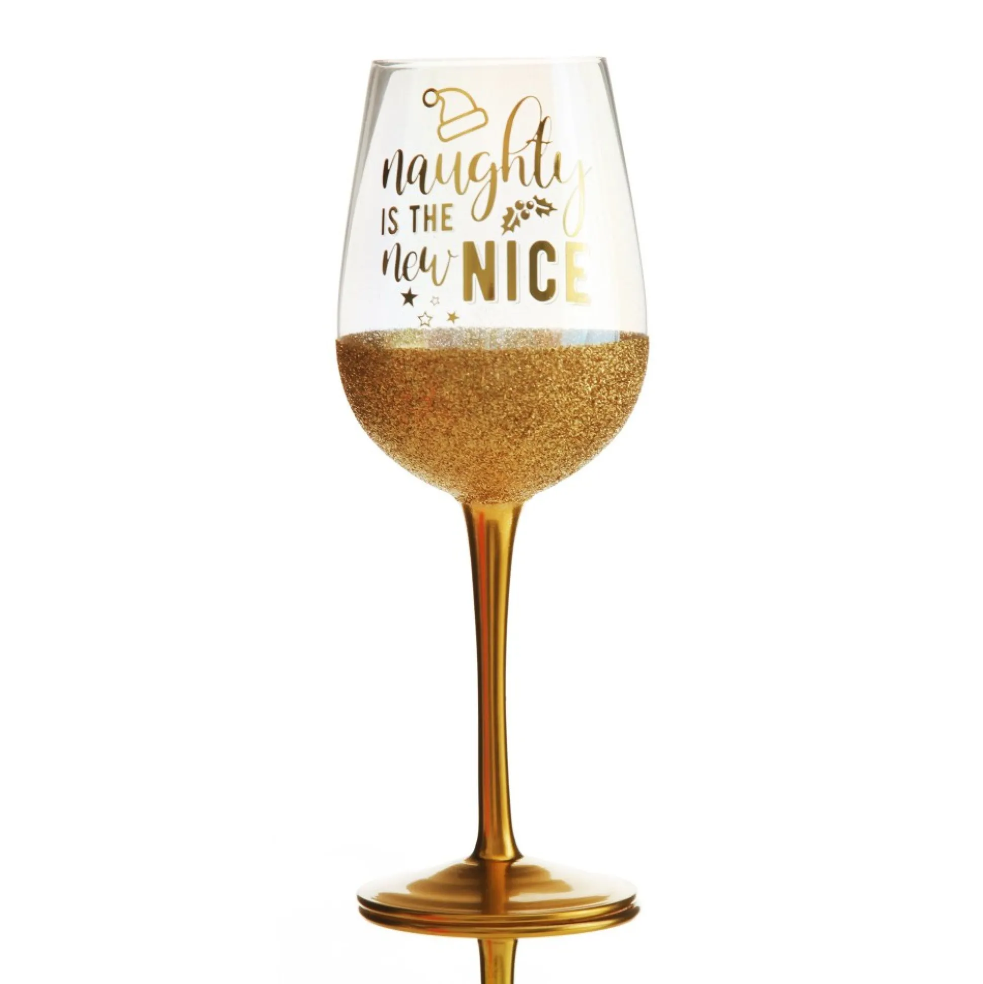 Personanlised Naughty is the New Nice Christmas Wine Glass Christmas Wine Glasses And Mugs|