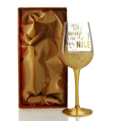 Personanlised Naughty is the New Nice Christmas Wine Glass Christmas Wine Glasses And Mugs|