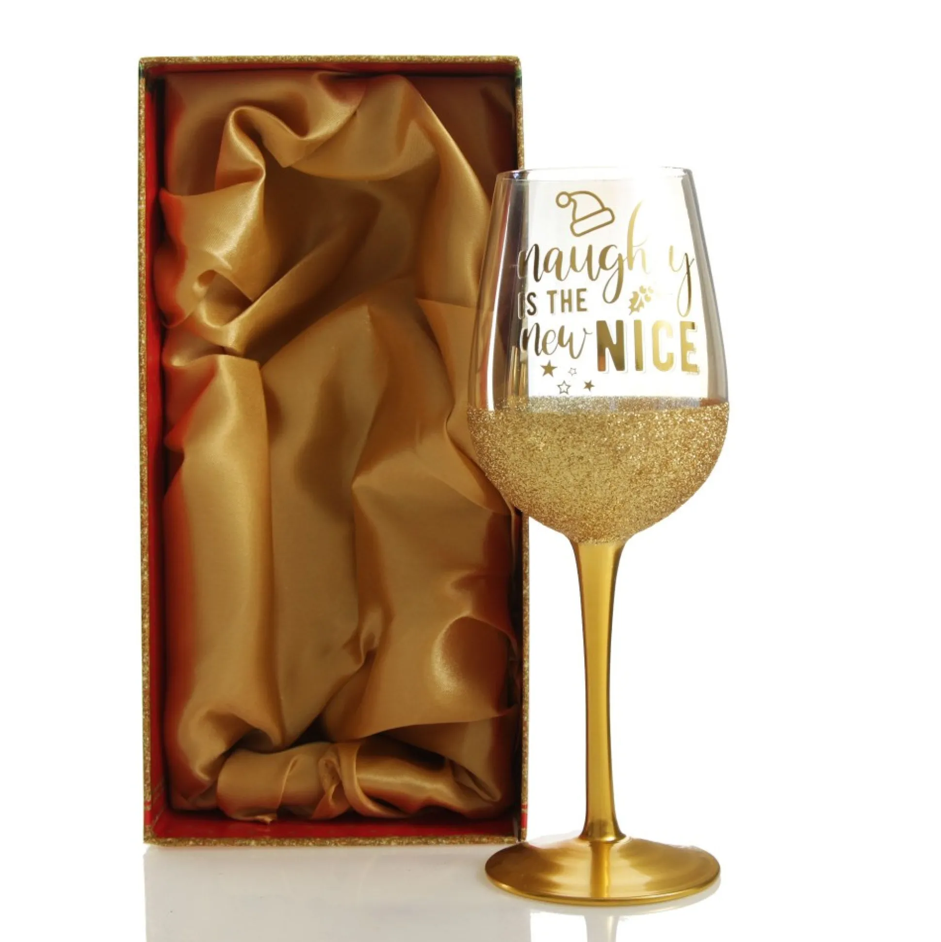 Personanlised Naughty is the New Nice Christmas Wine Glass Christmas Wine Glasses And Mugs|