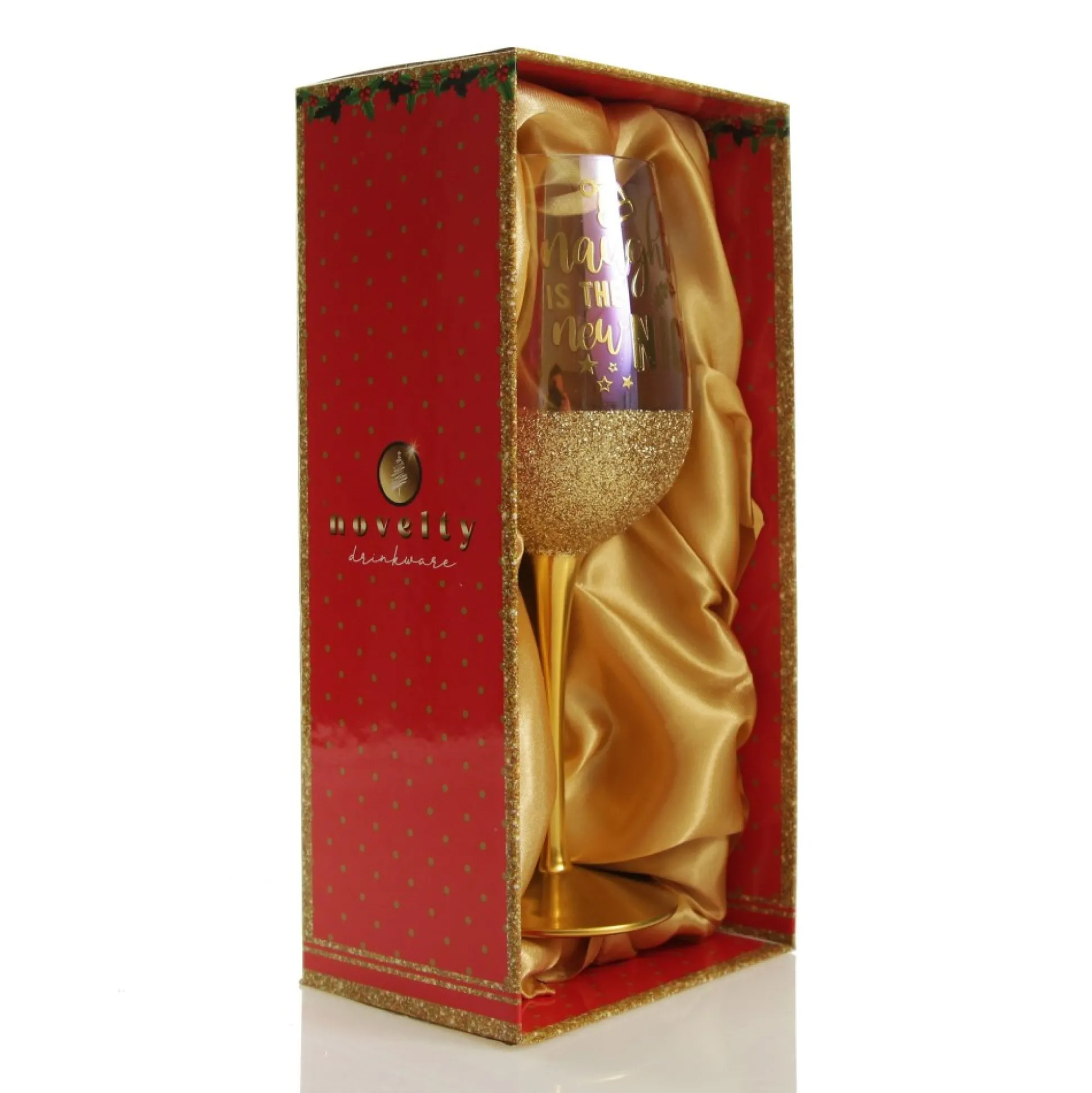 Personanlised Naughty is the New Nice Christmas Wine Glass Christmas Wine Glasses And Mugs|