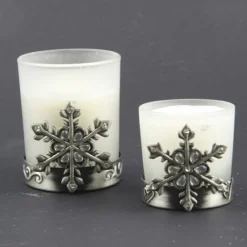 Pewter Snowflake Tea Light Christmas Candles And Scents|