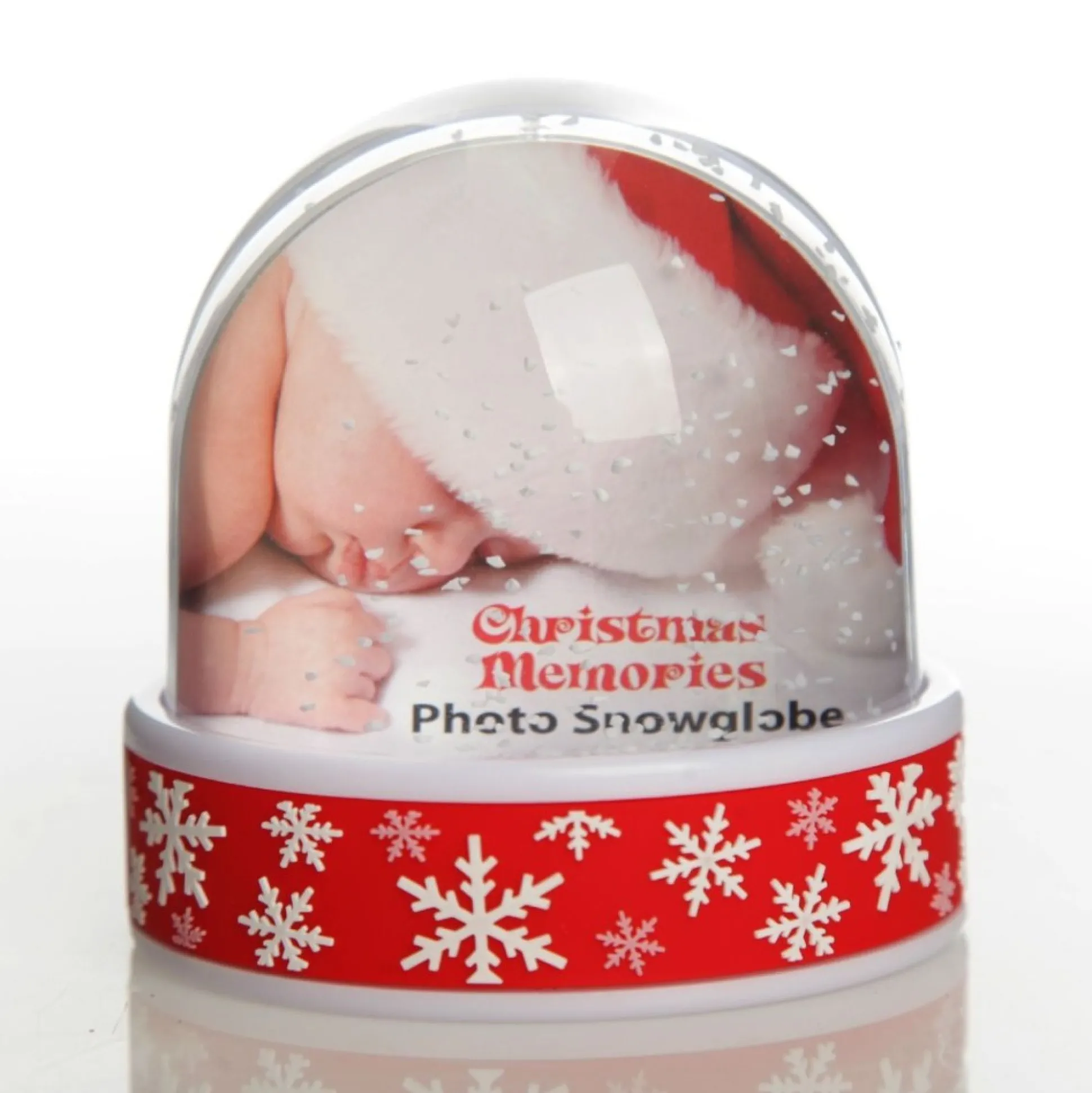 Photo Snow Dome - Red Snowflakes Christmas Snowglobes|