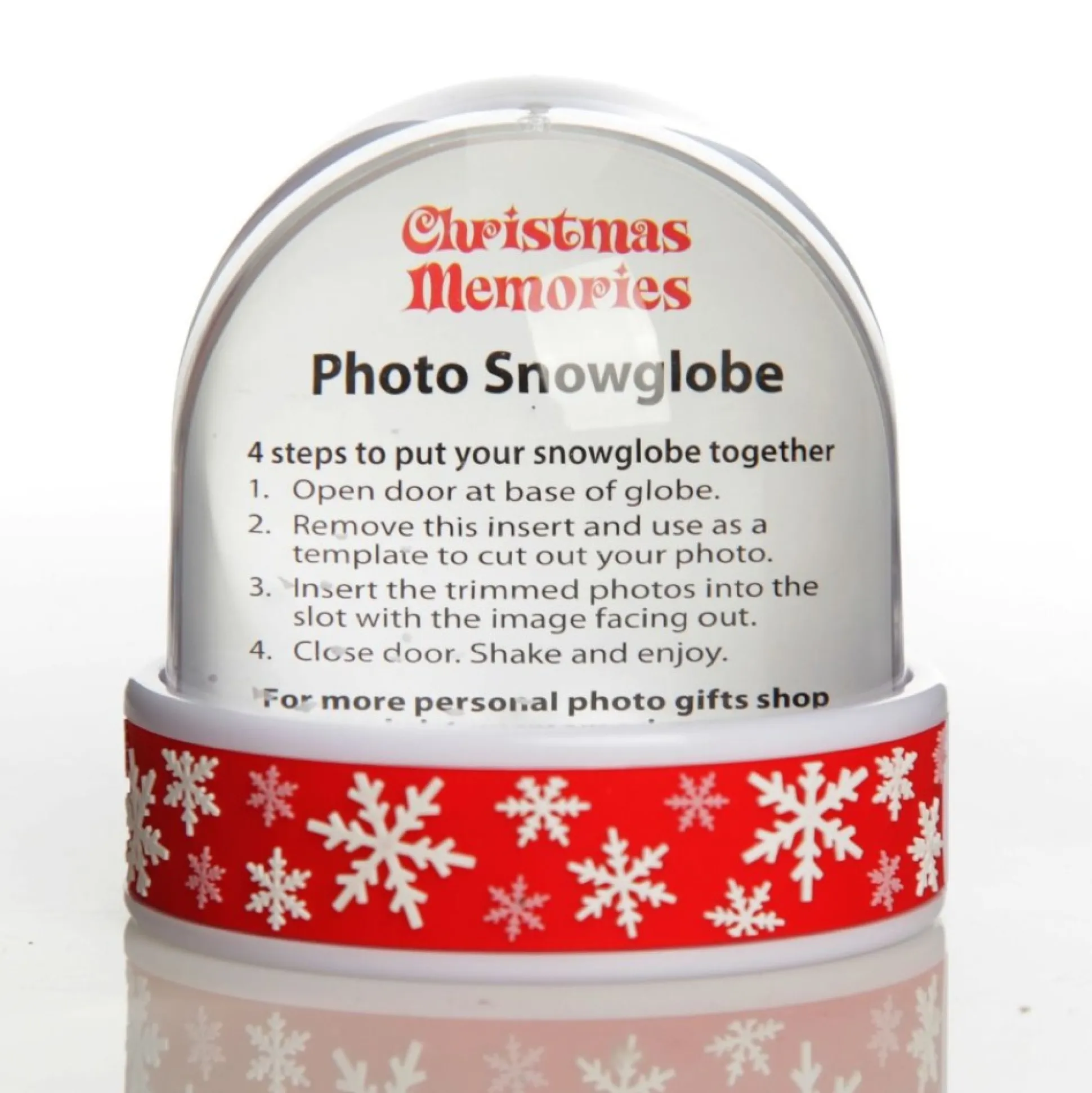 Photo Snow Dome - Red Snowflakes Christmas Snowglobes|