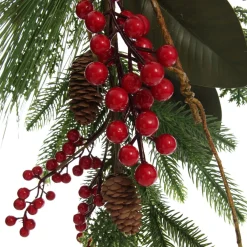 Pinecone and Red Berry Mixed Leaf Christmas Spray Christmas Sprays|