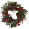 Pinecone and Red Berry Mixed Leaf Christmas Wreath Christmas Wreaths|