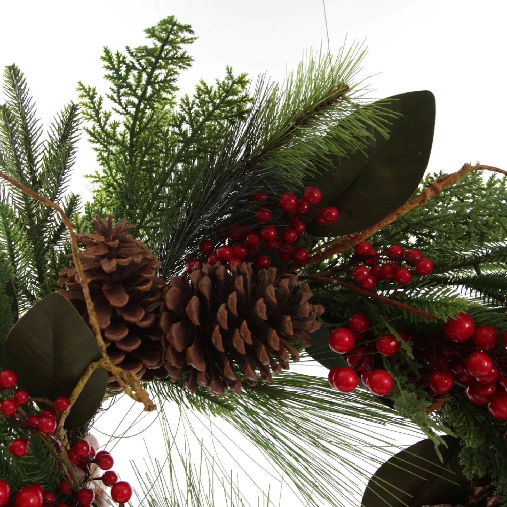 Pinecone and Red Berry Mixed Leaf Christmas Wreath Christmas Wreaths|