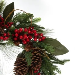 Pinecone and Red Berry Mixed Leaf Christmas Wreath Christmas Wreaths|