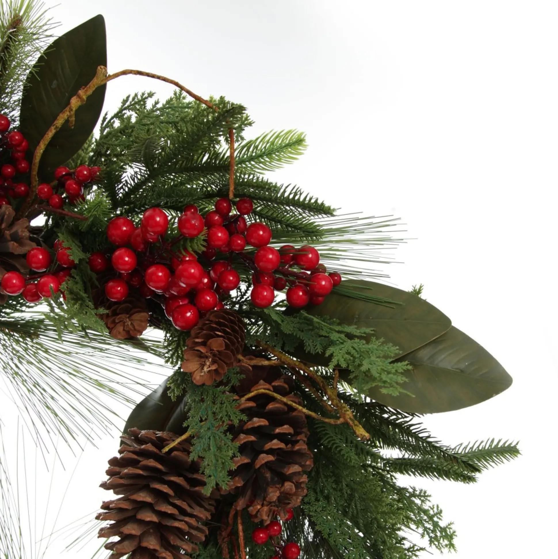Pinecone and Red Berry Mixed Leaf Christmas Wreath Christmas Wreaths|