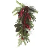Pinecone and Red Berry Mixed Leaf Christmas Teardrop Swag Christmas Wreaths|