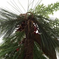 Pinecone and Red Berry Mixed Leaf Christmas Teardrop Swag Christmas Wreaths|