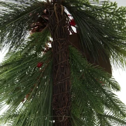 Pinecone and Red Berry Mixed Leaf Christmas Teardrop Swag Christmas Wreaths|