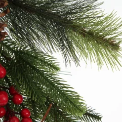 Pinecone and Red Berry Mixed Leaf Christmas Teardrop Swag Christmas Wreaths|