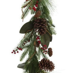 Pinecone and Red Berry Mixed Leaf Christmas Garland Christmas Garlands|