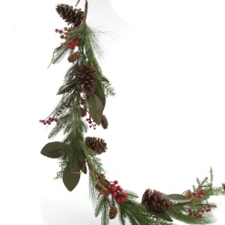 Pinecone and Red Berry Mixed Leaf Christmas Garland Christmas Garlands|