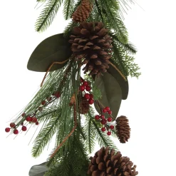 Pinecone and Red Berry Mixed Leaf Christmas Garland Christmas Garlands|