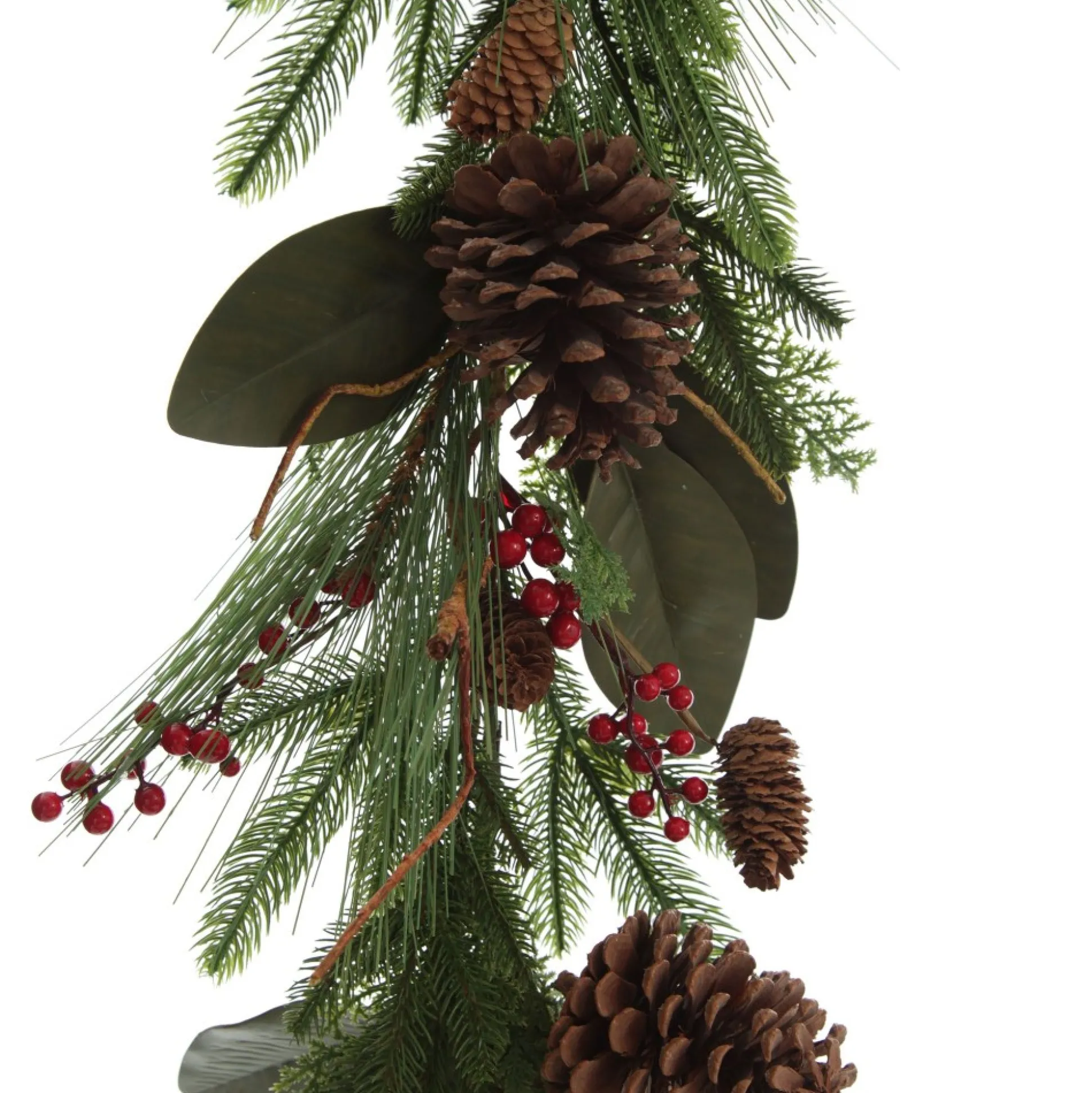 Pinecone and Red Berry Mixed Leaf Christmas Garland Christmas Garlands|