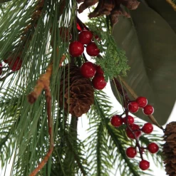 Pinecone and Red Berry Mixed Leaf Christmas Garland Christmas Garlands|