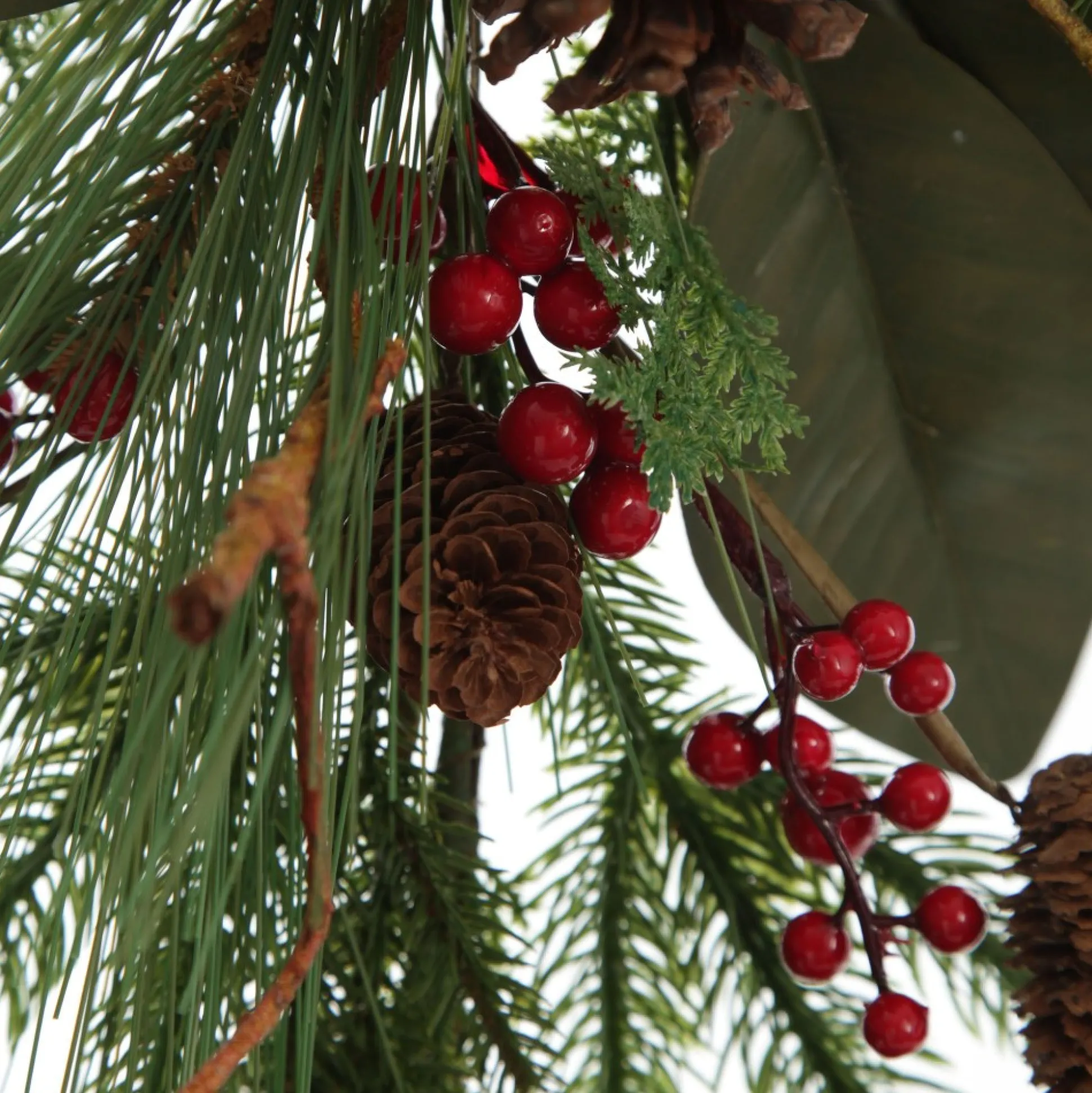 Pinecone and Red Berry Mixed Leaf Christmas Garland Christmas Garlands|