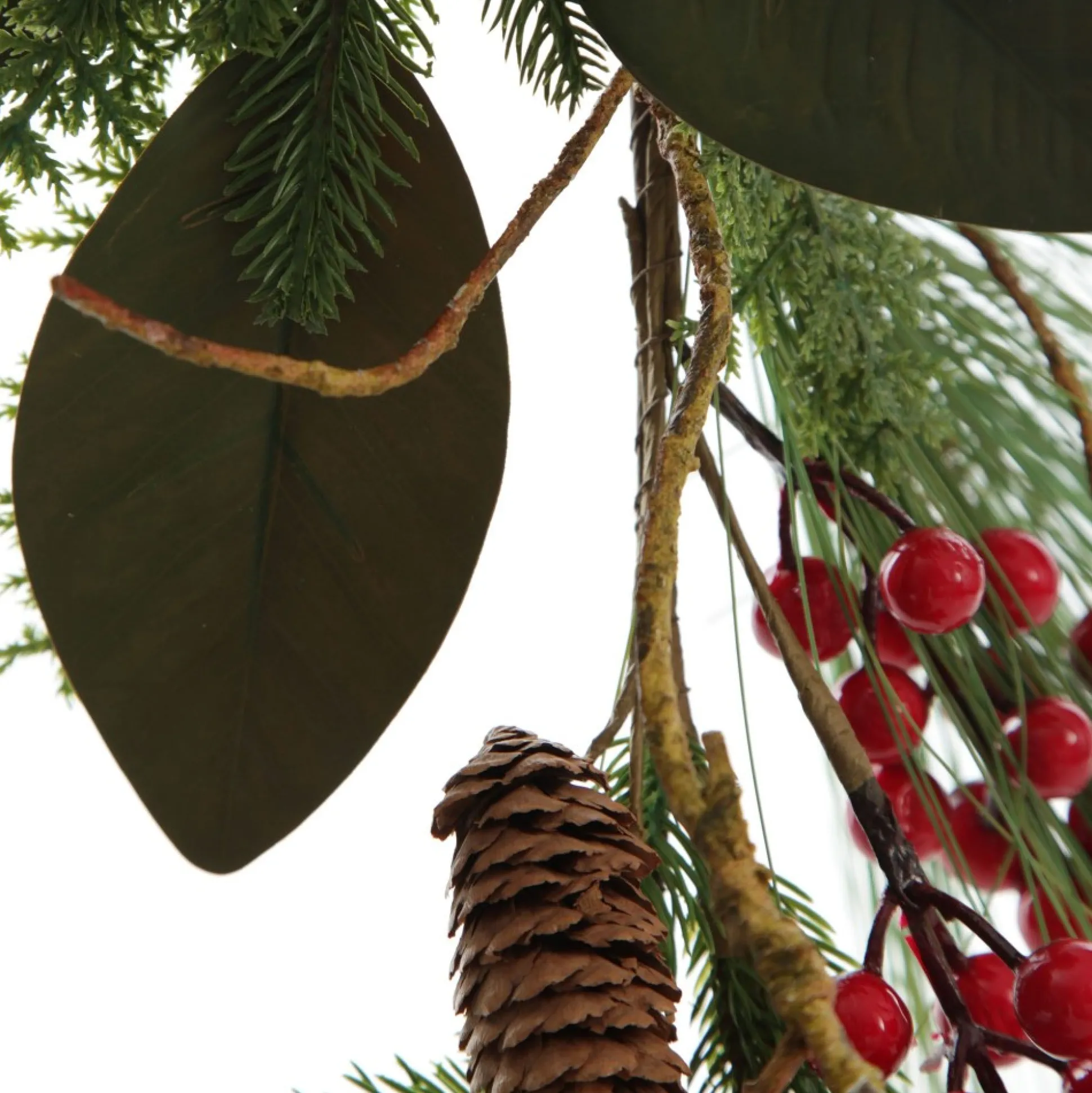 Pinecone and Red Berry Mixed Leaf Christmas Garland Christmas Garlands|