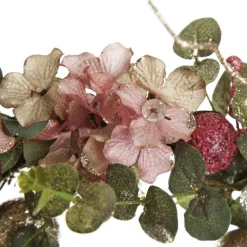 Pink and Champagne Glitter Ball Floral Christmas Wreath Christmas Wreaths|