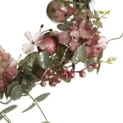 Pink and Champagne Glitter Ball Floral Christmas Wreath Christmas Wreaths|