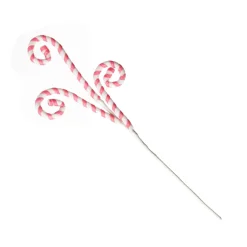 Pink and White Velvet Candy Cane Pick Christmas Tree Picks|