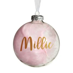 Pink Baby's First Christmas Teddy Gift Pack Glass Baubles|