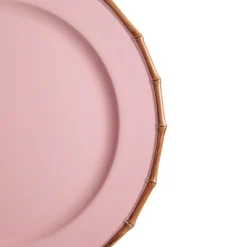 Pink Bamboo Look Charger Plate Christmas Table Decor|