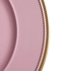 Pink Charger Plate with Gold Edging Christmas Table Decor|