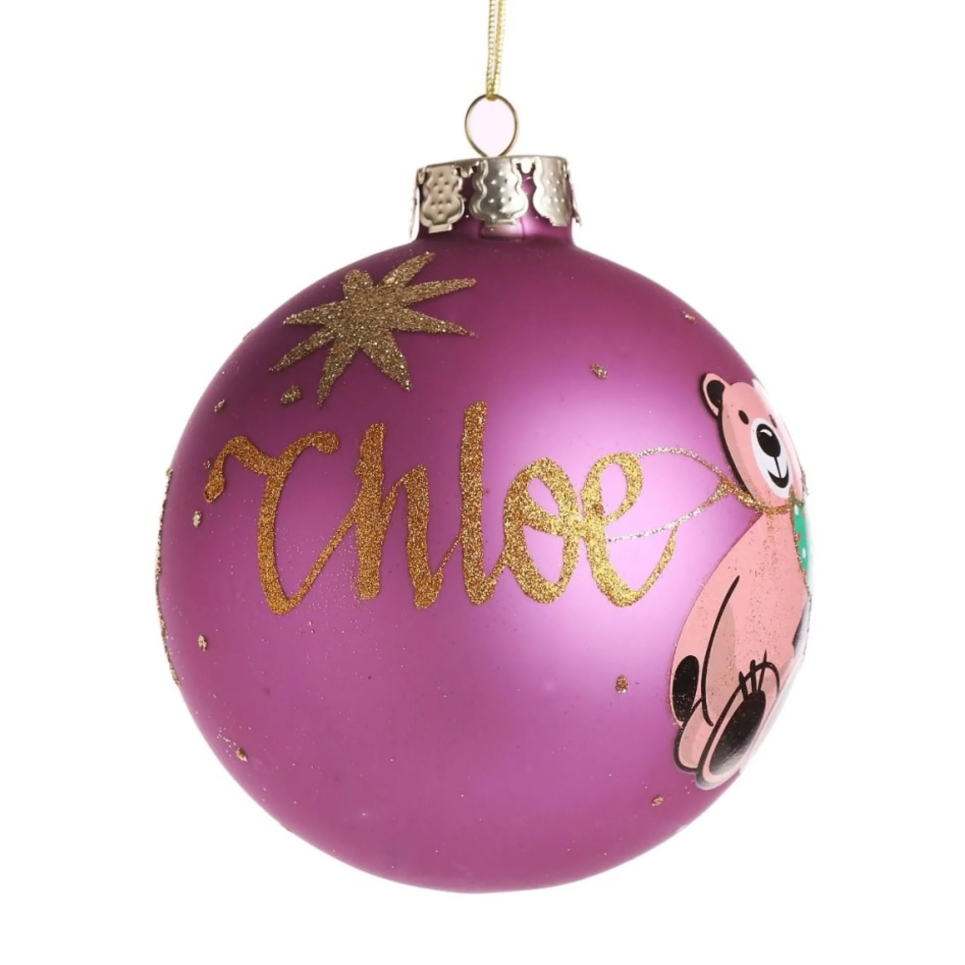 Pink Christmas Bear with Tree Bauble Personalised Baubles|