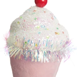 Pink Cupcake with Frosting and Sprinkles Christmas Tree Decoration Christmas Tree Decorations|
