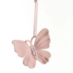 Pink Flocked Butterfly Tree Decoration Butterflies And Birds|