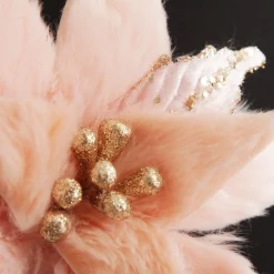 Pink Fur Poinsettia Flower Stem Christmas Flowers|