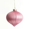 Pink Glass Ribbed Onion Christmas Bauble Decorative Christmas Baubles|