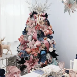 Pink Glass Ribbed Teardrop Christmas Bauble Decorative Christmas Baubles|