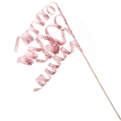Pink Glitter Curly Ribbon Christmas Pick Christmas Tree Picks|
