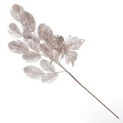 Pink Glitter Feathers with Butterfly Spray Pick Christmas Sprays|