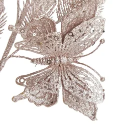 Pink Glitter Feathers with Butterfly Spray Pick Christmas Sprays|