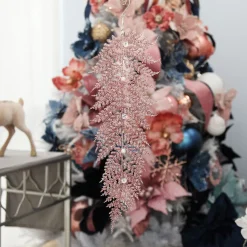 Pink Glitter Fern and Pearl Christmas Tree Decoration Christmas Tree Decorations|