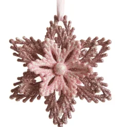 Pink Glitter Flower Christmas Tree Decoration Snowflakes And Stars|